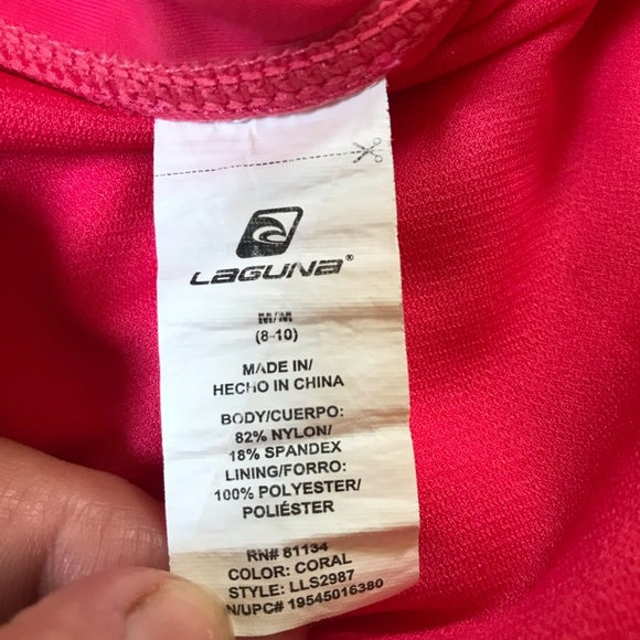 Womens Laguna Size Medium 2 Piece Coral High Neck Tankini Moderate Coverage Suit - Picture 3 of 10